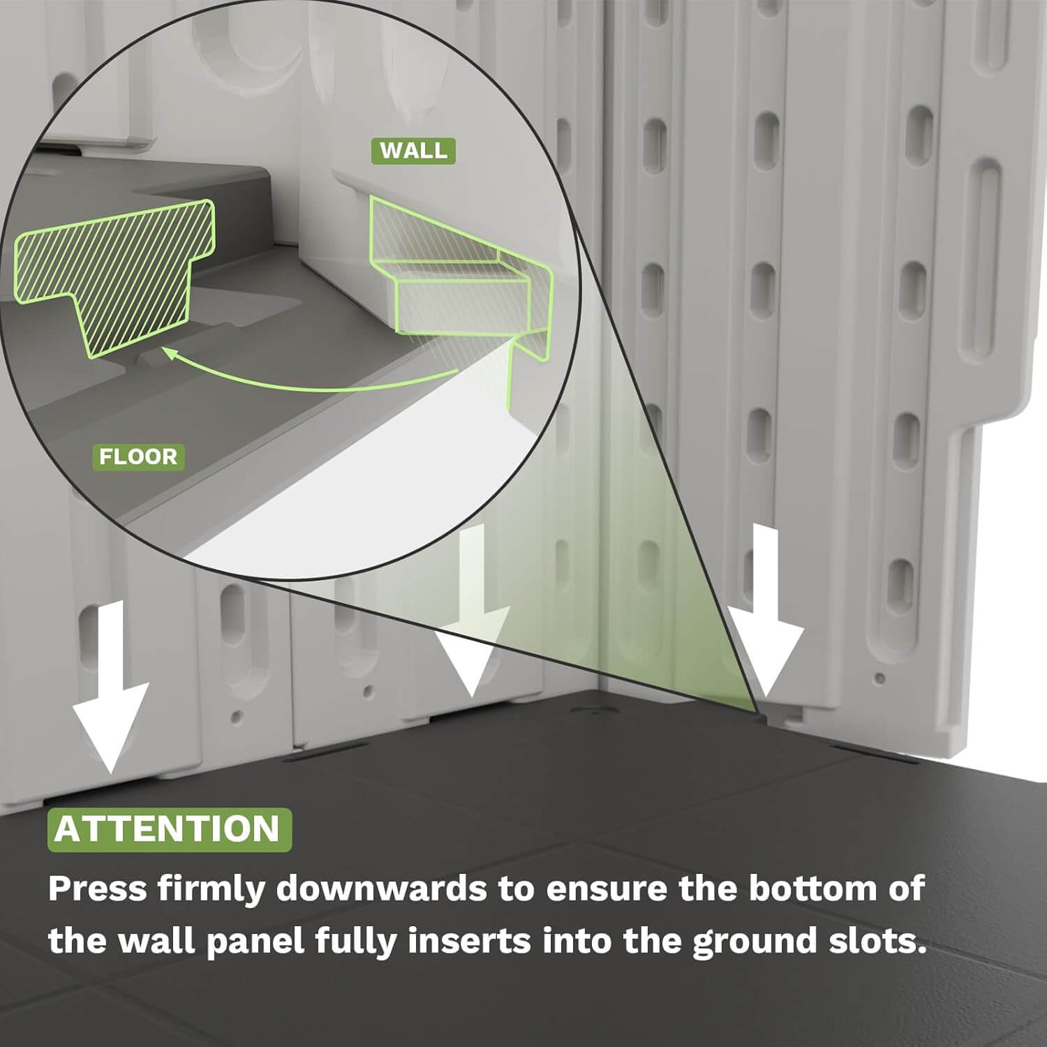 Wall panel installation diagram with text instructions on a gray background