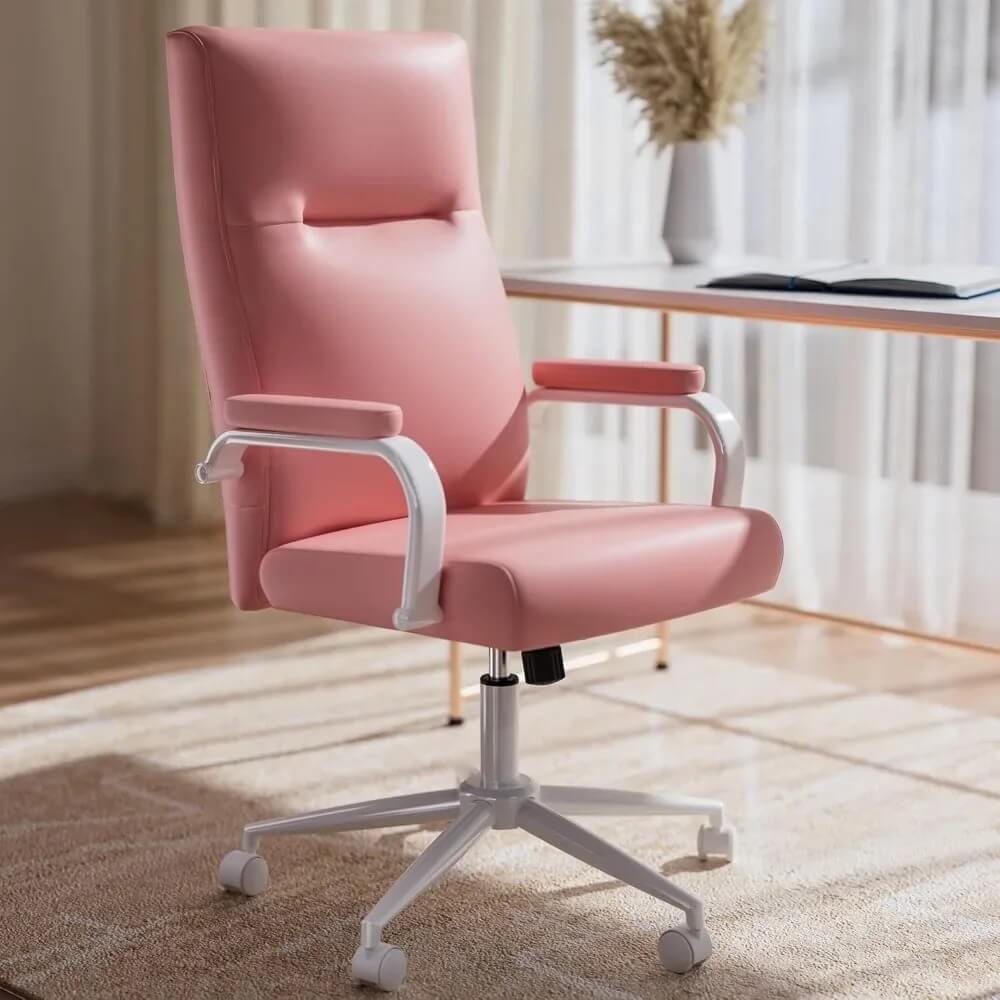 A pink Executive Office Desk Chair sold on WorkZen Interiors