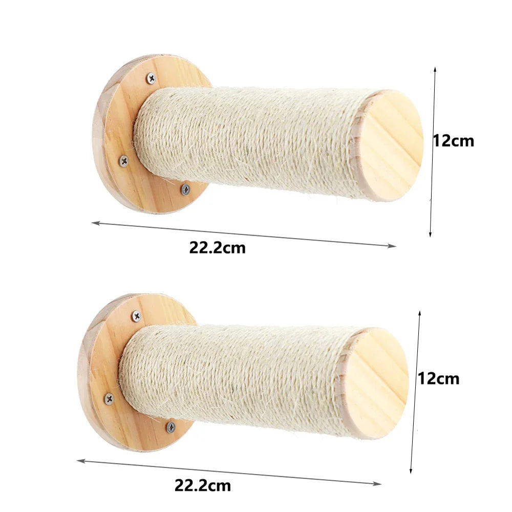 2 cat scratching posts with their dimensions