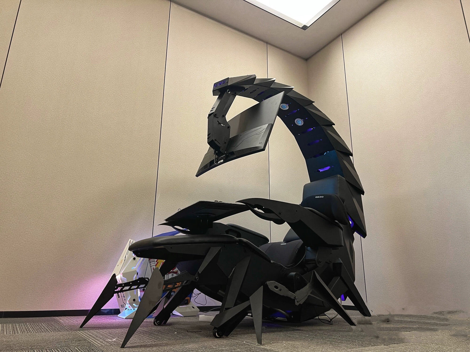 Scorpion gaming chair in a room with neutral walls