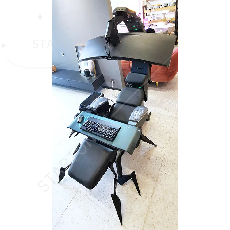 Scorpion gaming chair with adjustable armrests and headrest in a room setting.