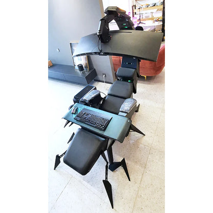 Scorpion gaming chair with adjustable armrests and headrest in a room setting.
