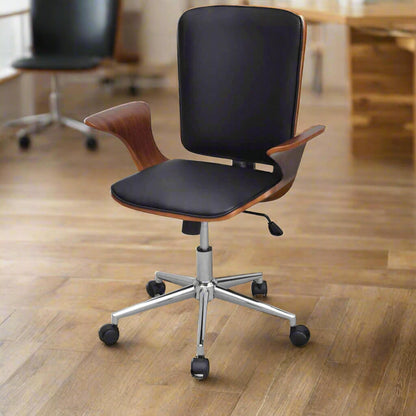 A Swivel Leather Office Chair in an executive office with another swivel leather office chair at the back.