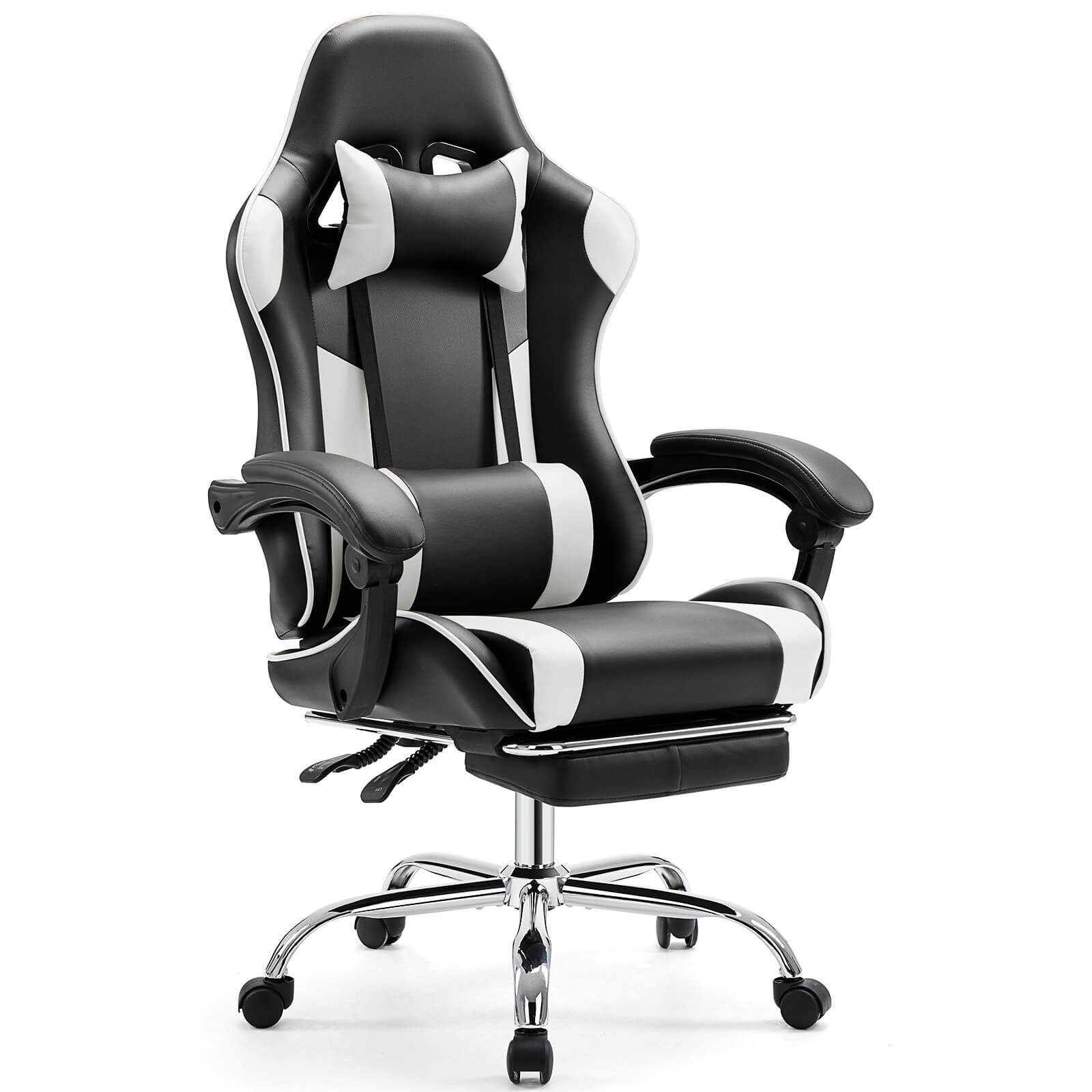 A black and white Tall Gaming Chair sold by WorkZen Interiors