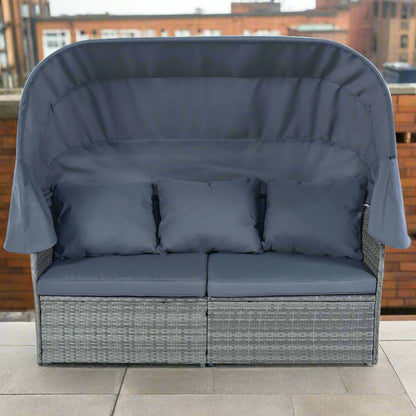 A gray folding patio set sold by WorkZen Interiors