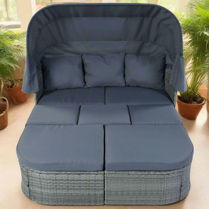A gray folding patio set sold by WorkZen Interiors