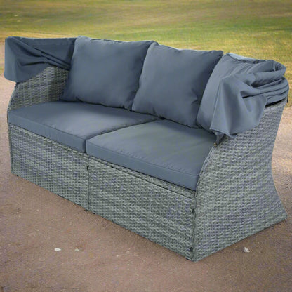 A gray folding patio set sold by WorkZen Interiors