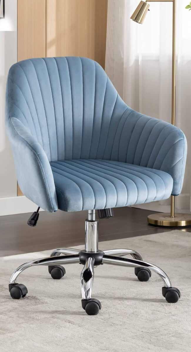 A velvet office chair sold by WorkZen Interiors 