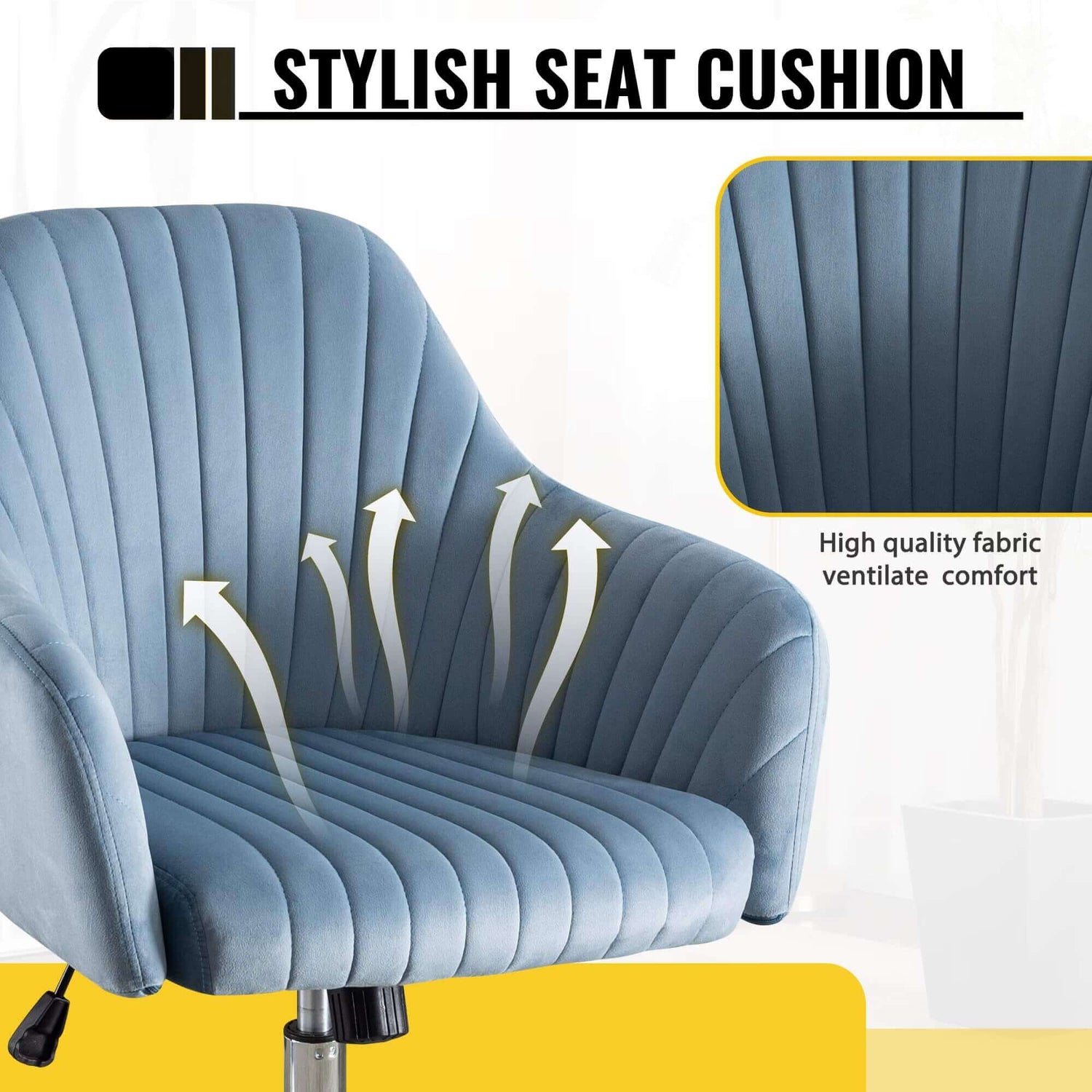 A velvet office chair sold by WorkZen Interiors 