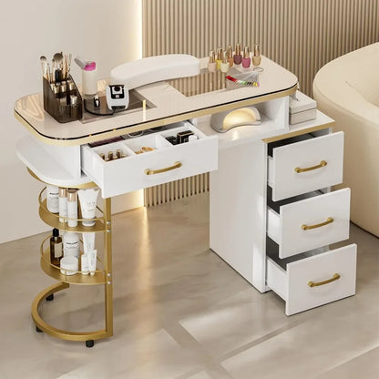 A white manicure table sold by WorkZen Interiors