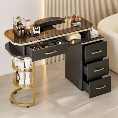 A black manicure table sold by WorkZen Interiors