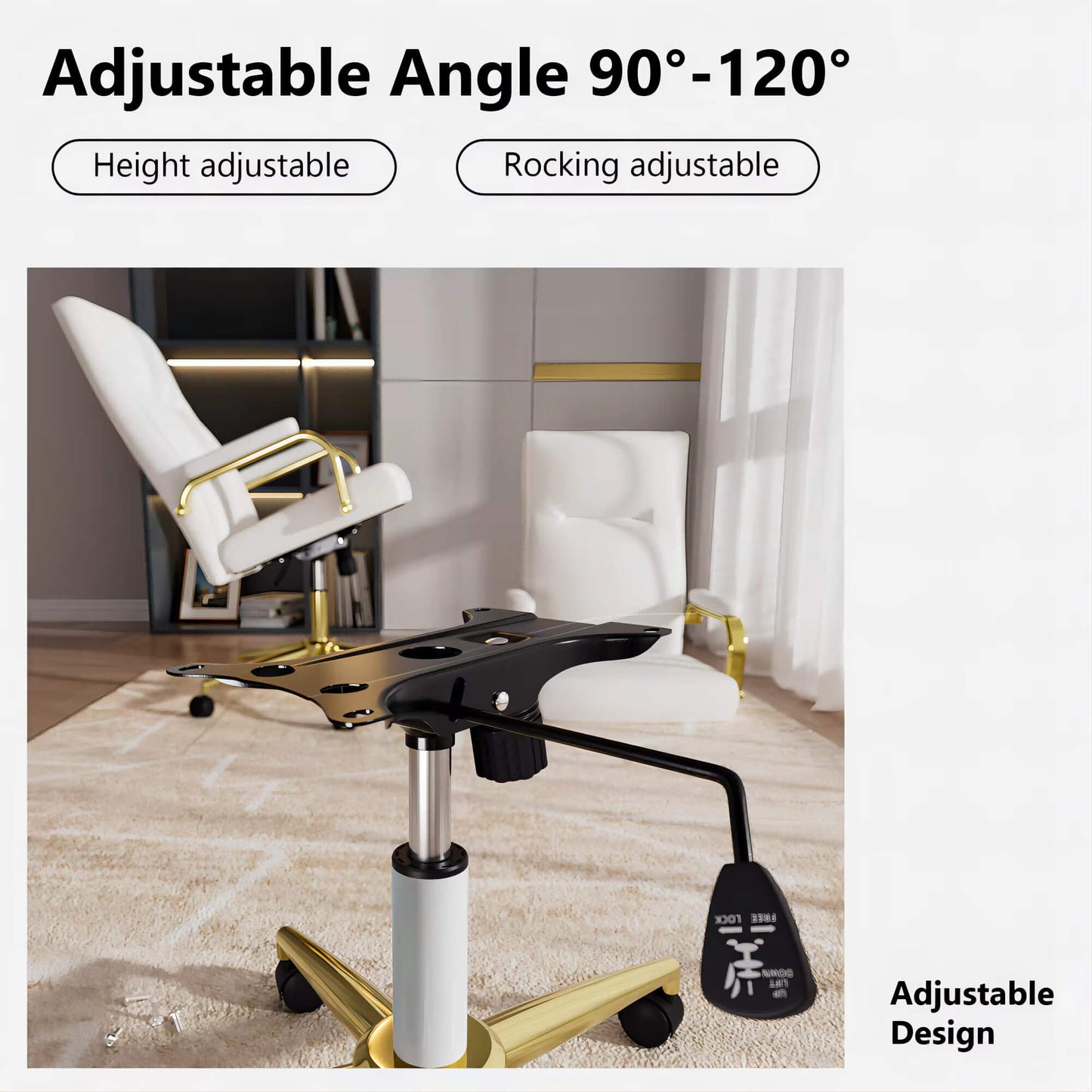 The adjustable height of the white Executive Office Desk Chair sold on WorkZen Interiors