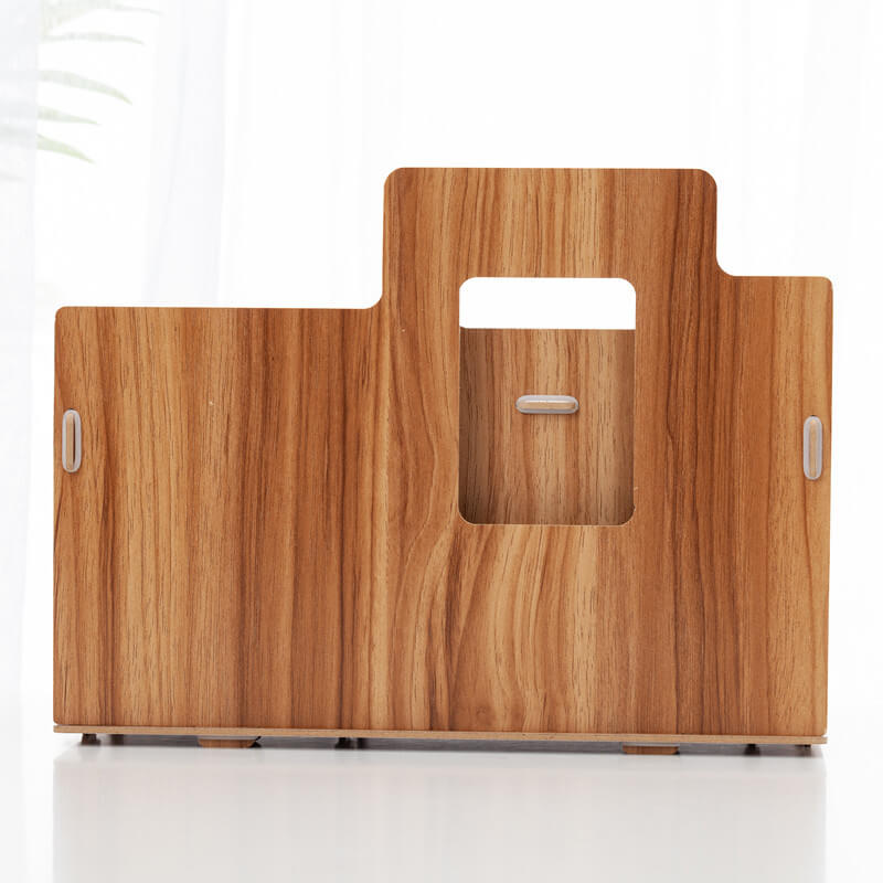 A brown cherry wood Wooden Magazine Rack sold by WorkZen Interiors