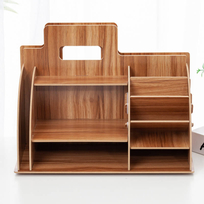 A brown cherry wood Wooden Magazine Rack sold by WorkZen Interiors