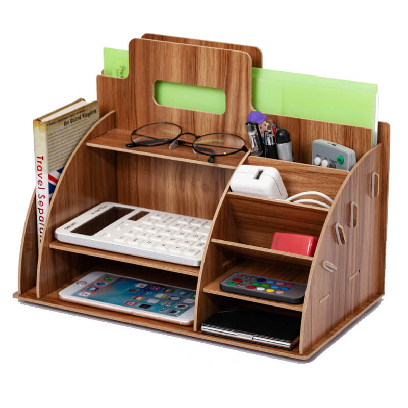 A brown cherry wood Wooden Magazine Rack sold by WorkZen Interiors