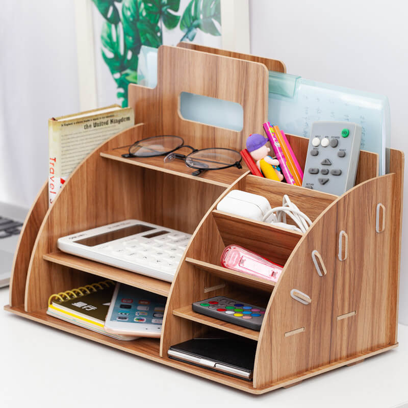 A brown cherry wood Wooden Magazine Rack sold by WorkZen Interiors