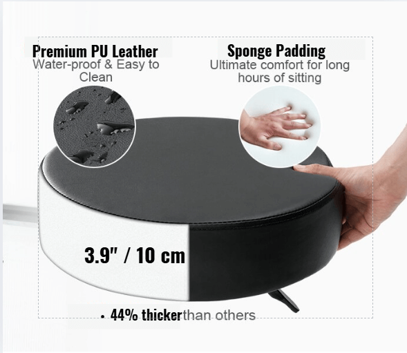 The composition and dimensions of a leather stool