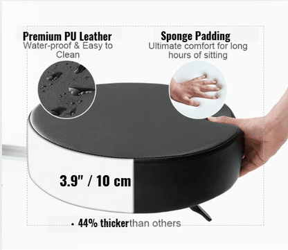 The composition and dimensions of a leather stool