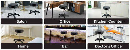 Different places that a leather stool can be used.
