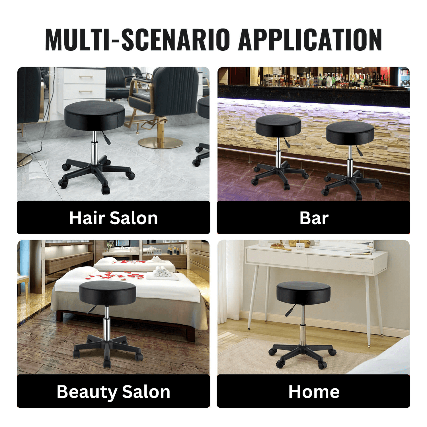 Different places that a leather stool can be used.