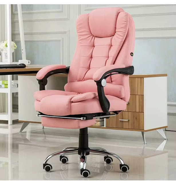 A pink Boston Reclining Office Chair With Footrest with aluminium legs sold by WorkZen Interiors