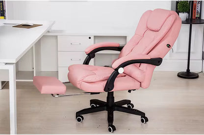 A pink Boston Reclining Office Chair With Footrest with aluminium legs sold by WorkZen Interiors
