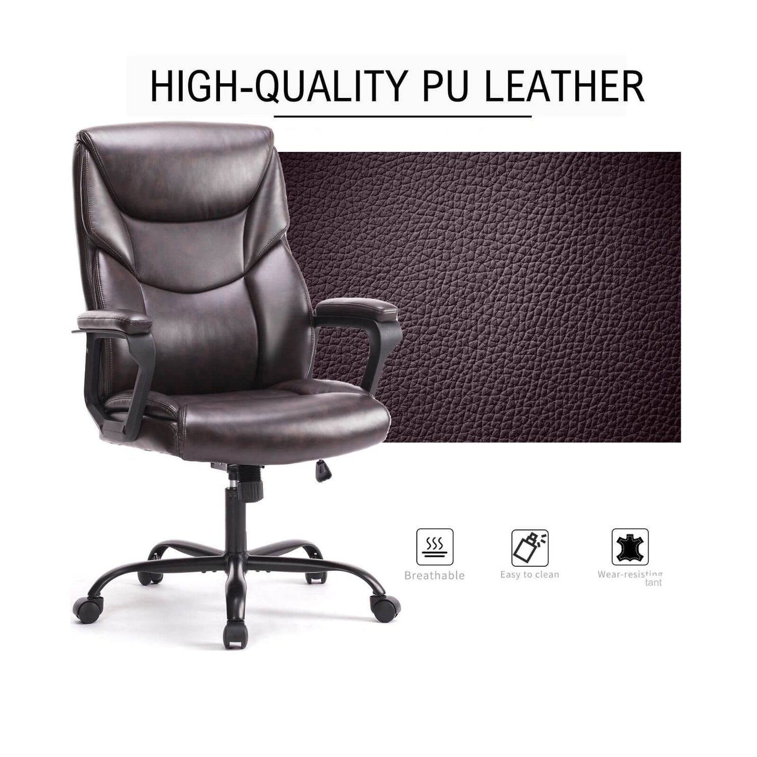 A brown leather office chair sold by WorkZen Interiors