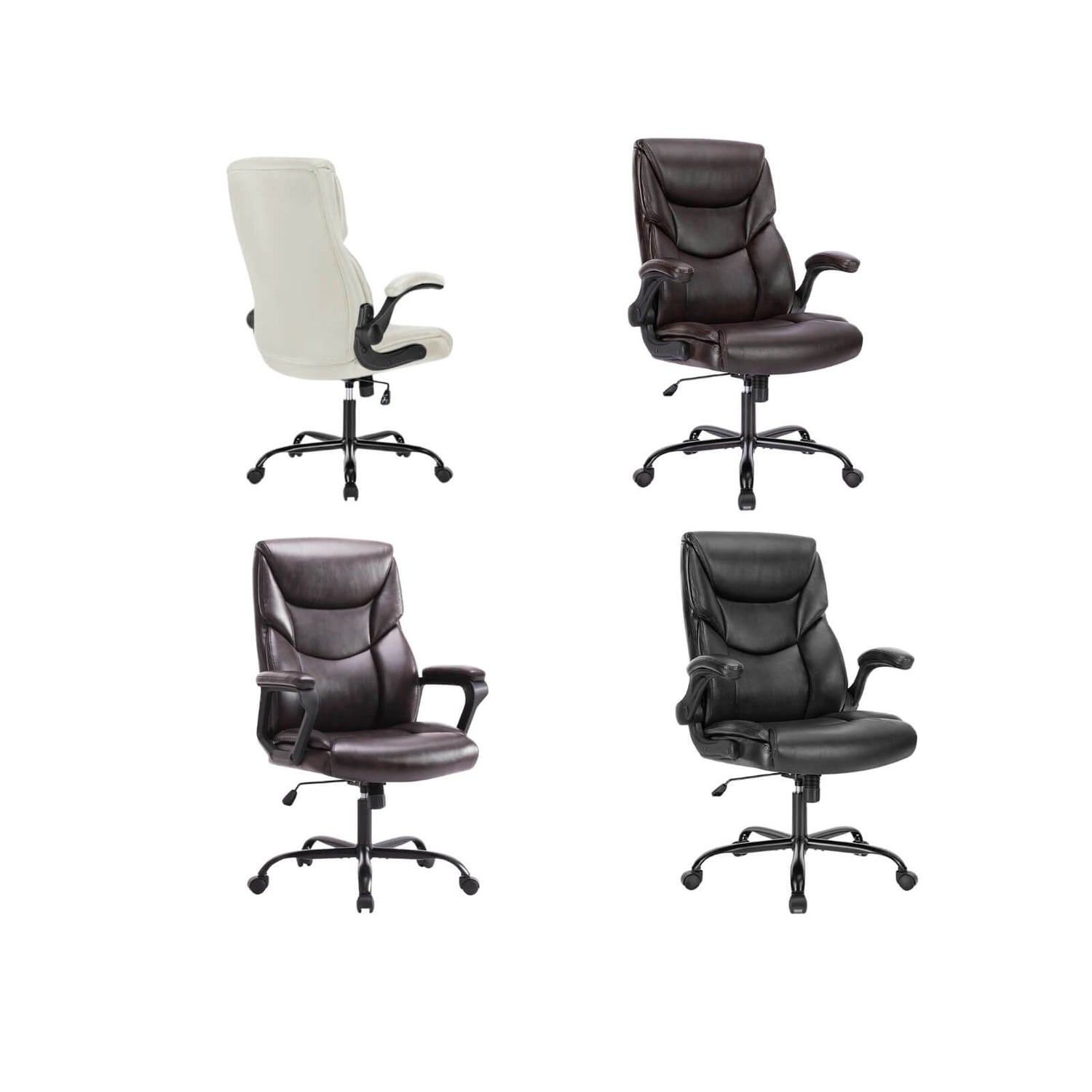 4 different colors of leather office chairs sold by WorkZen Interiors