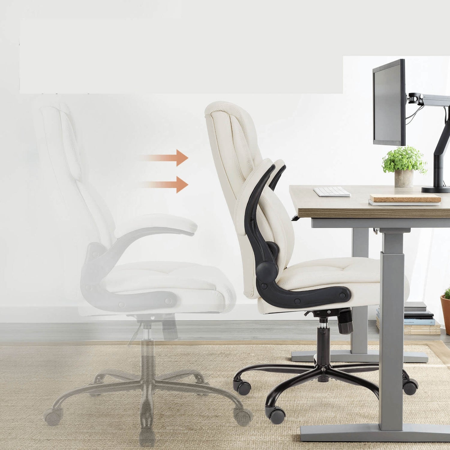 Cream leather office chair sold by WorkZen Interiors