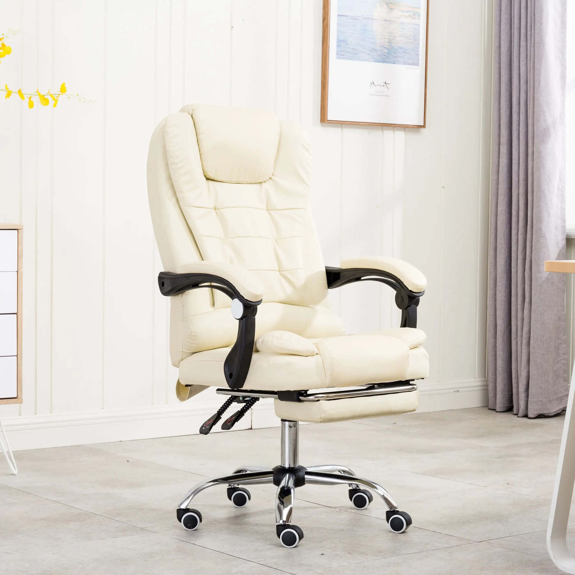 A White Boston Reclining Office Chair With Footrest sold by WorkZen Interiors