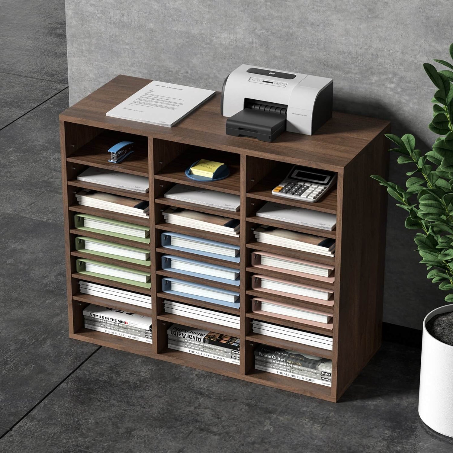 A zen office file organizer sold by WorkZen Interiors