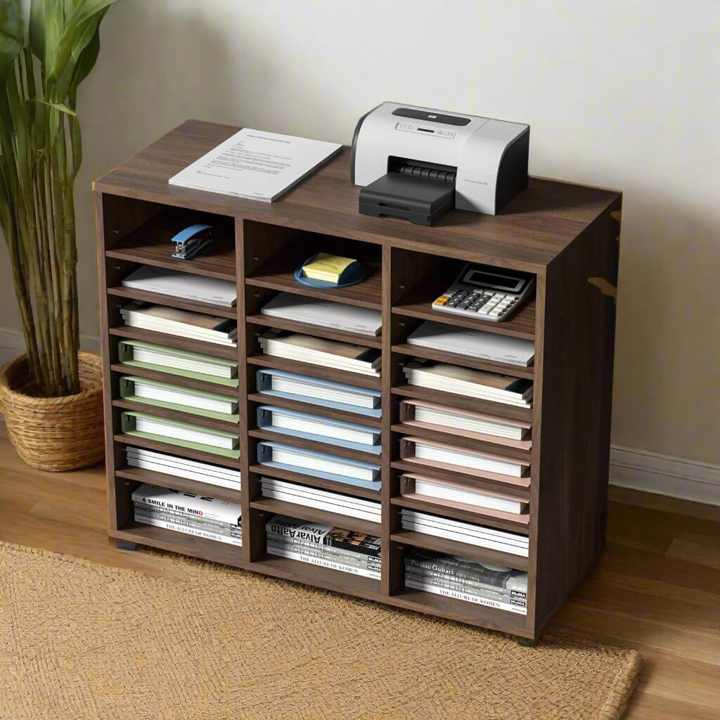 A zen office file organizer sold by WorkZen Interiors