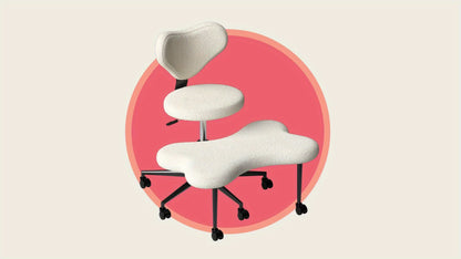 Modern office chair with a pink circle background