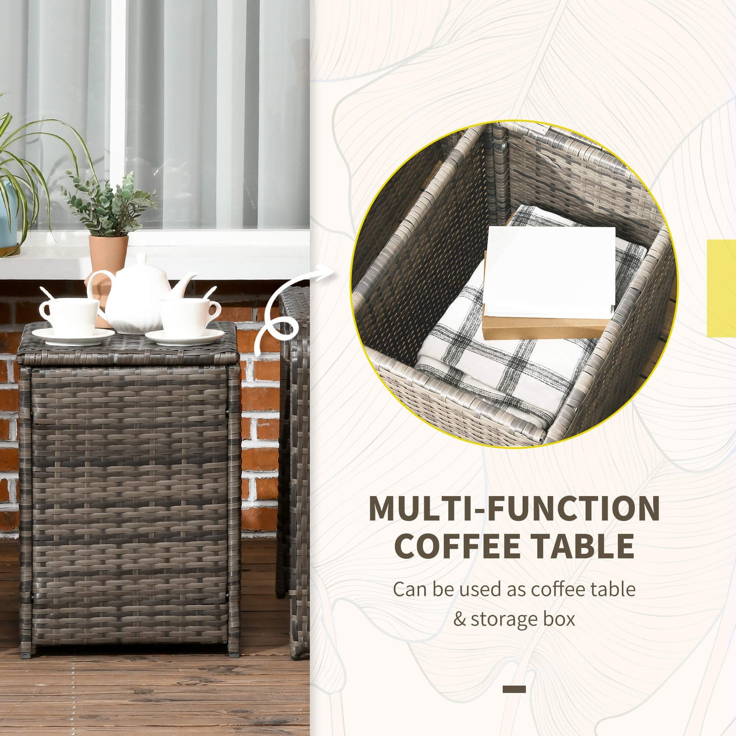 Multi-function coffee table with storage compartment, shown indoors.