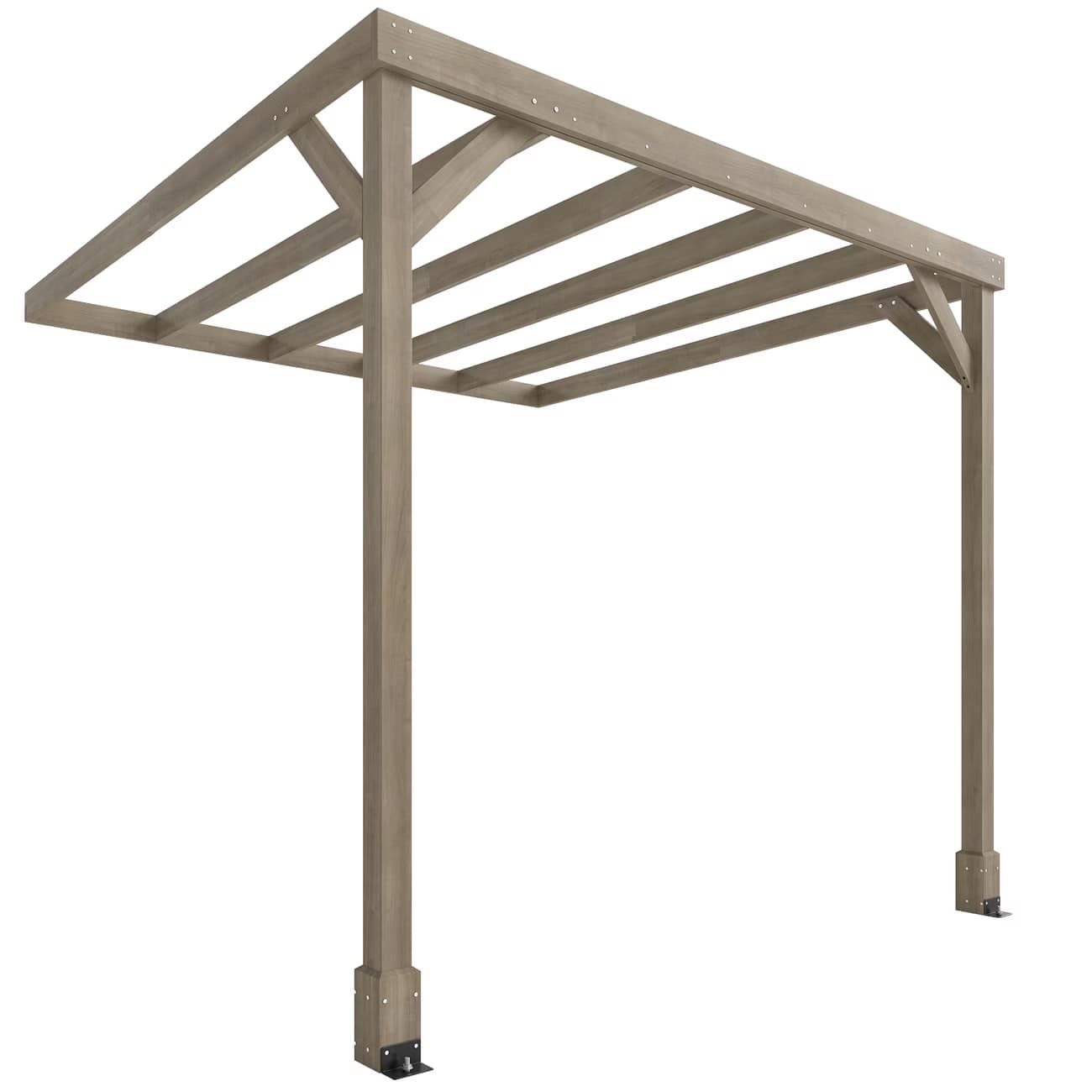 Corner pergola structure on a white background
