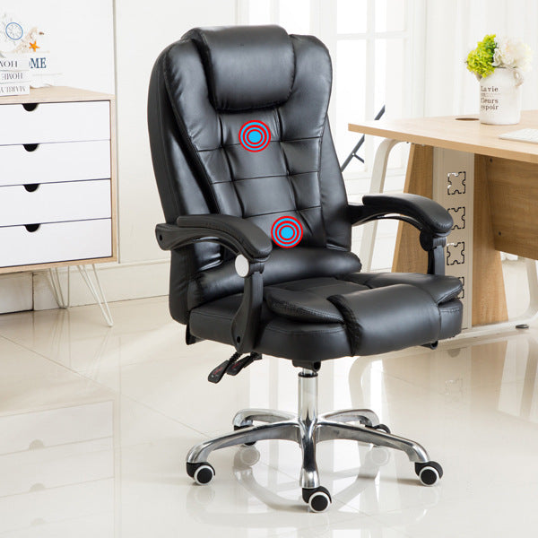 A black Boston Reclining Office Chair With Footrest with aluminium legs sold by WorkZen Interiors