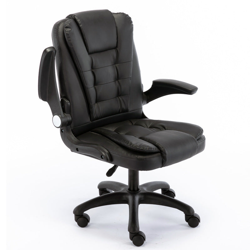 A black Boston Reclining Office Chair With Footrest with rubber legs sold by WorkZen Interiors