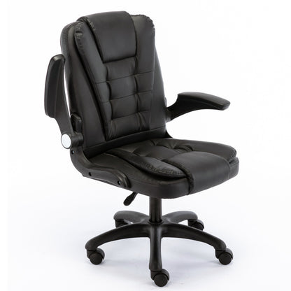 A black Boston Reclining Office Chair With Footrest with rubber legs sold by WorkZen Interiors