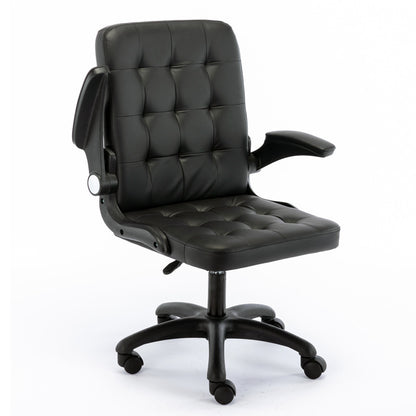 A black Boston Reclining Office Chair With Footrest with rubber legs sold by WorkZen Interiors