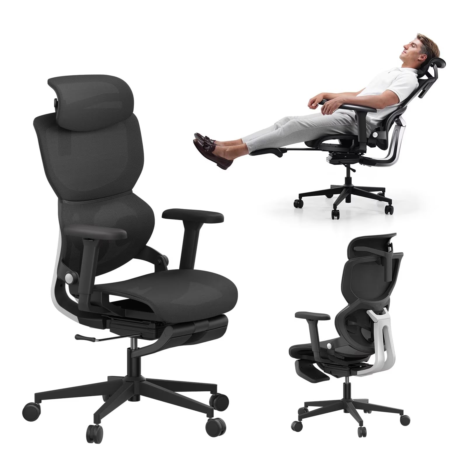 A black big and tall mesh office chair sold by WorkZen Interiors