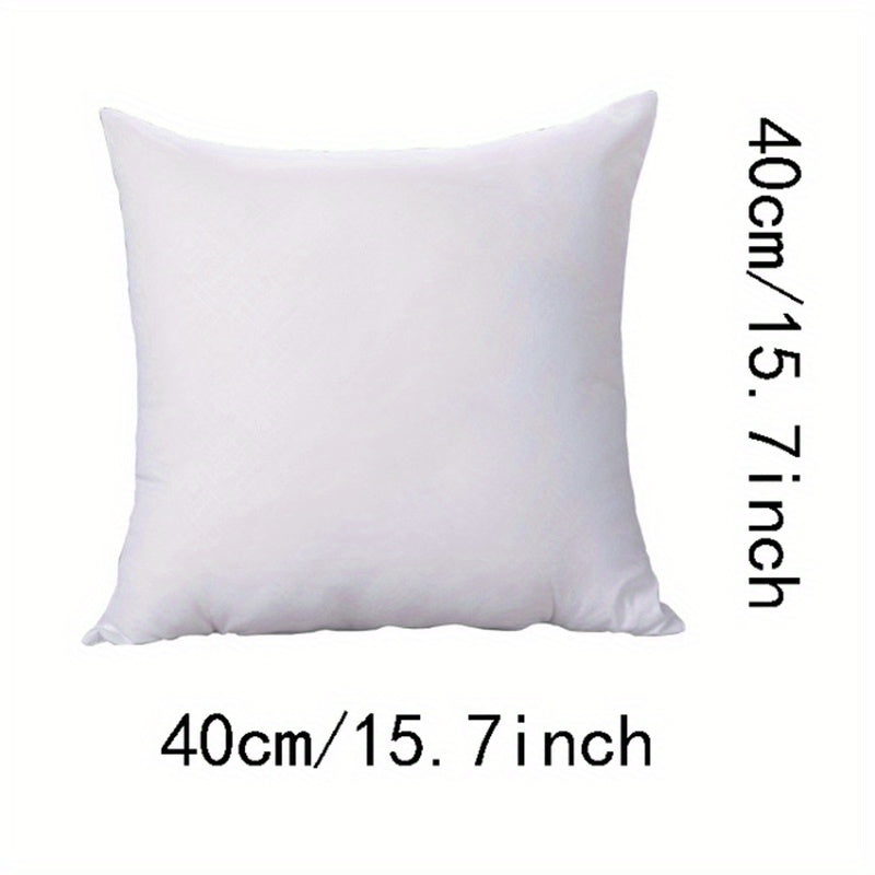 White pillow with dimensions labeled on a white background