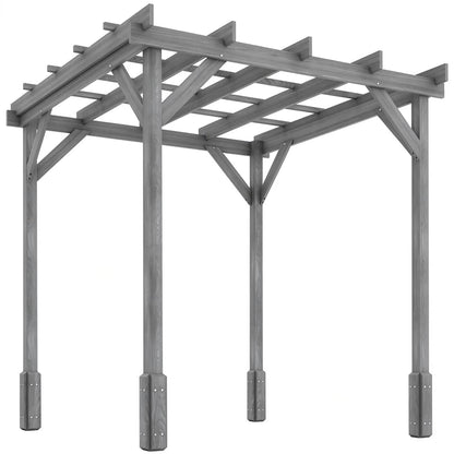 Wooden pergola structure on a white background