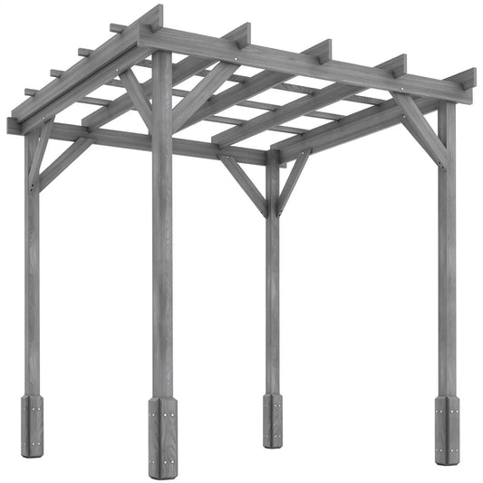 Wooden pergola structure on a white background