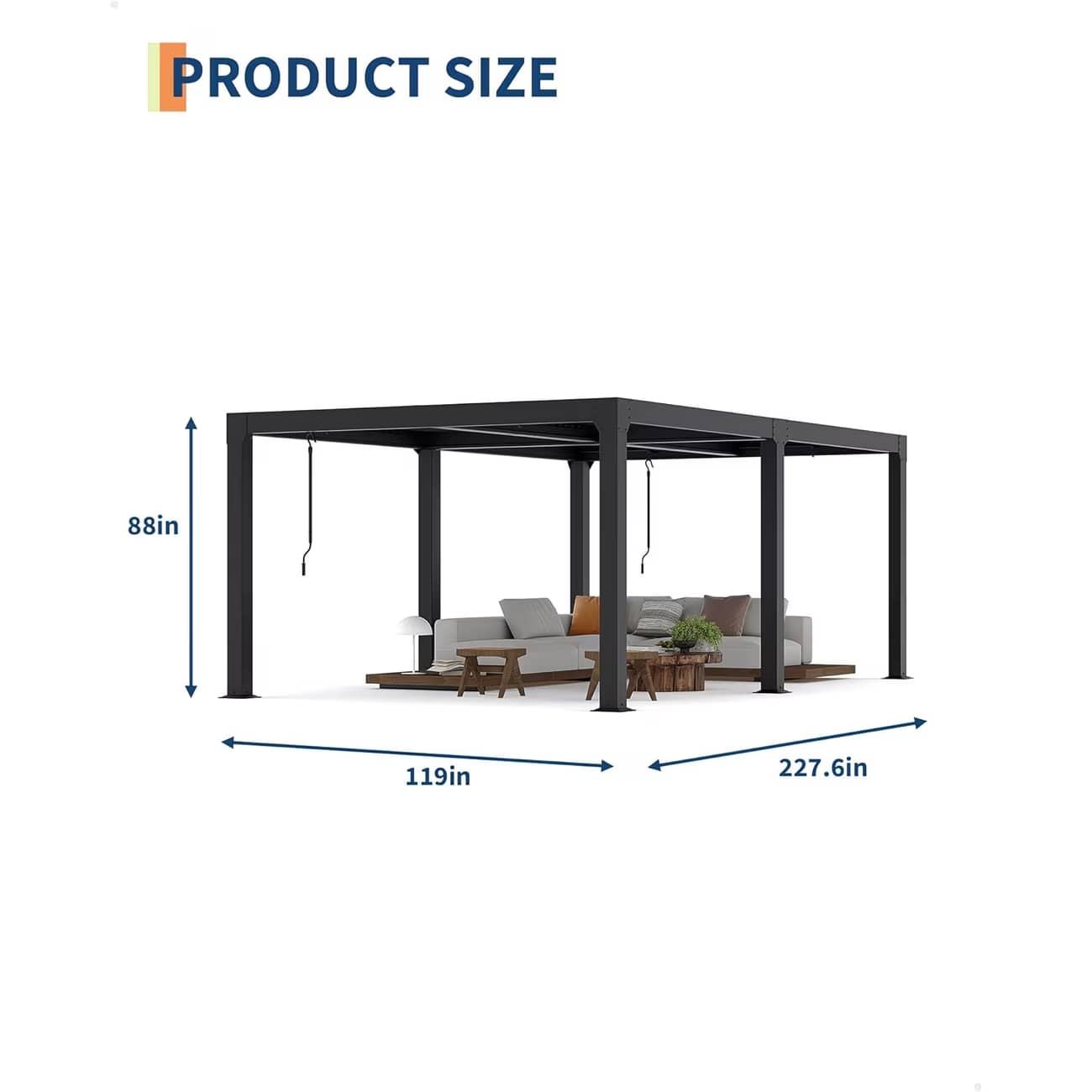 Measurement and dimension of a modern pergola