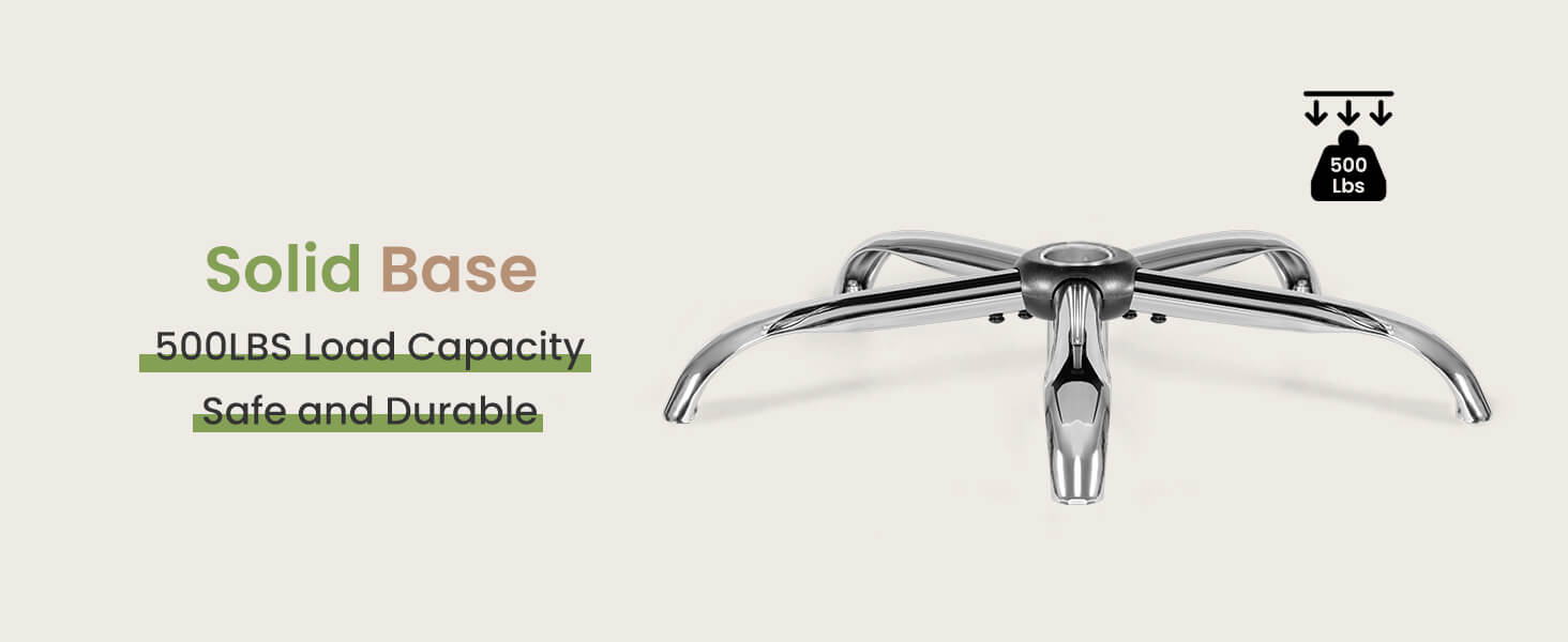 Metallic fork with text about solid base and load capacity on a light gray background