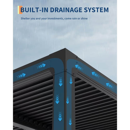 The built in drainage system of a modern pergola.