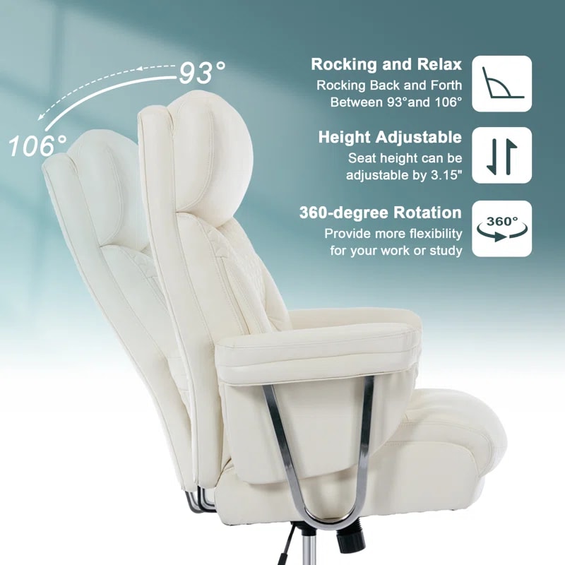 A white Executive Office Chair with an adjustable backrest sold by WorkZen Interiors