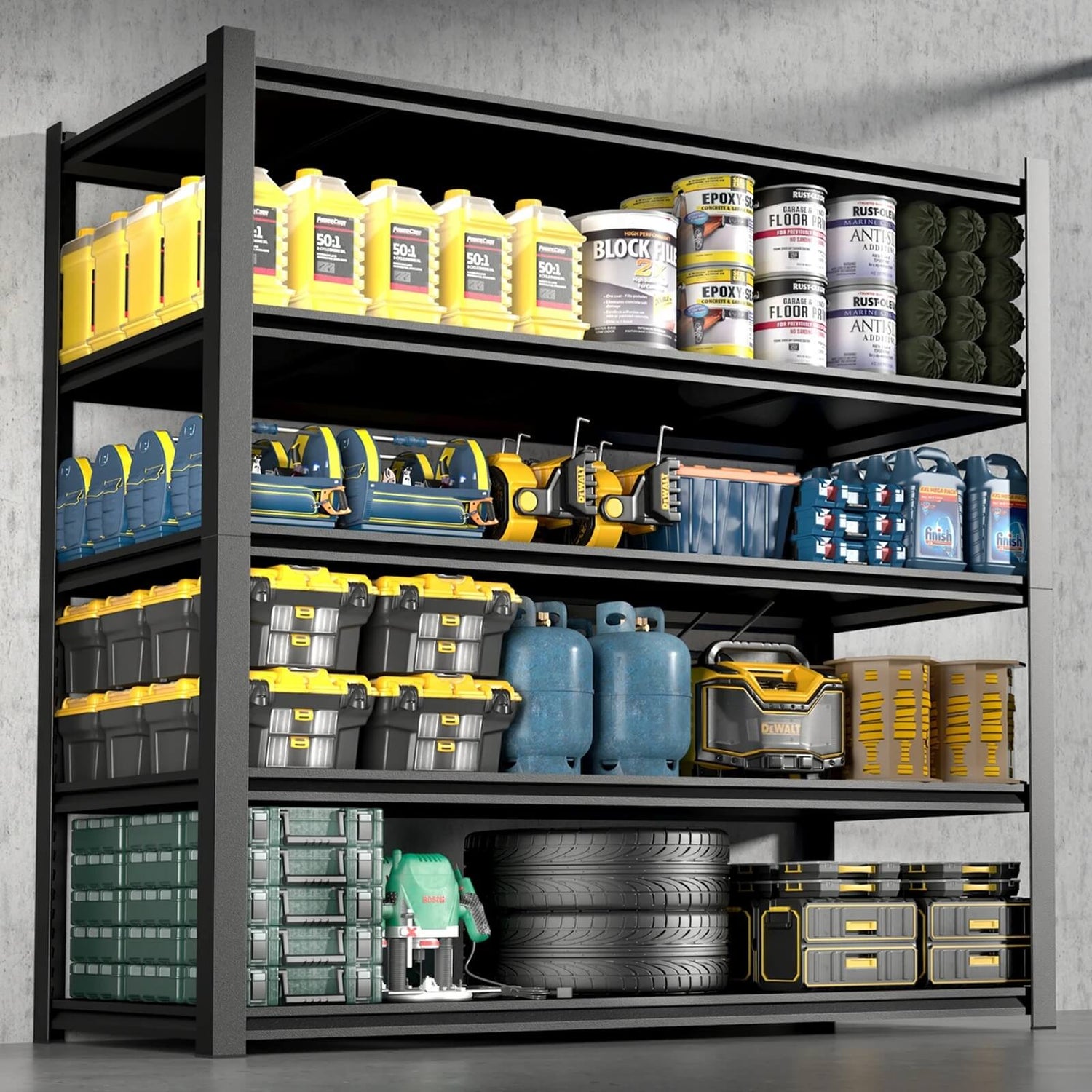A Heavy Duty Black Metal Shelf sold by WorkZen Interiors