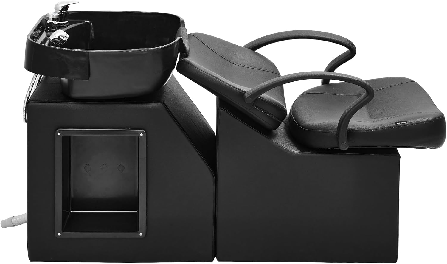 Black professional backwash unit in a white background.