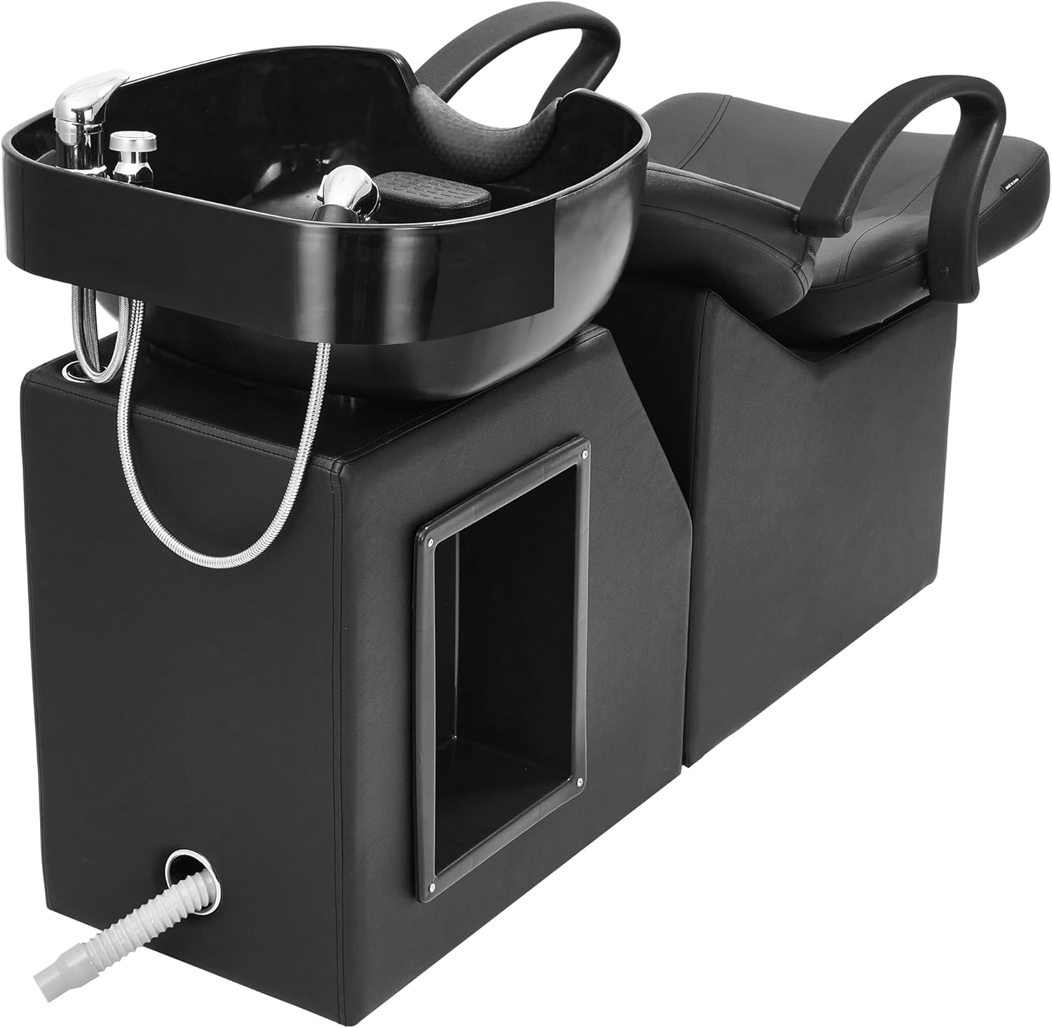 Black professional backwash unit in a white background.